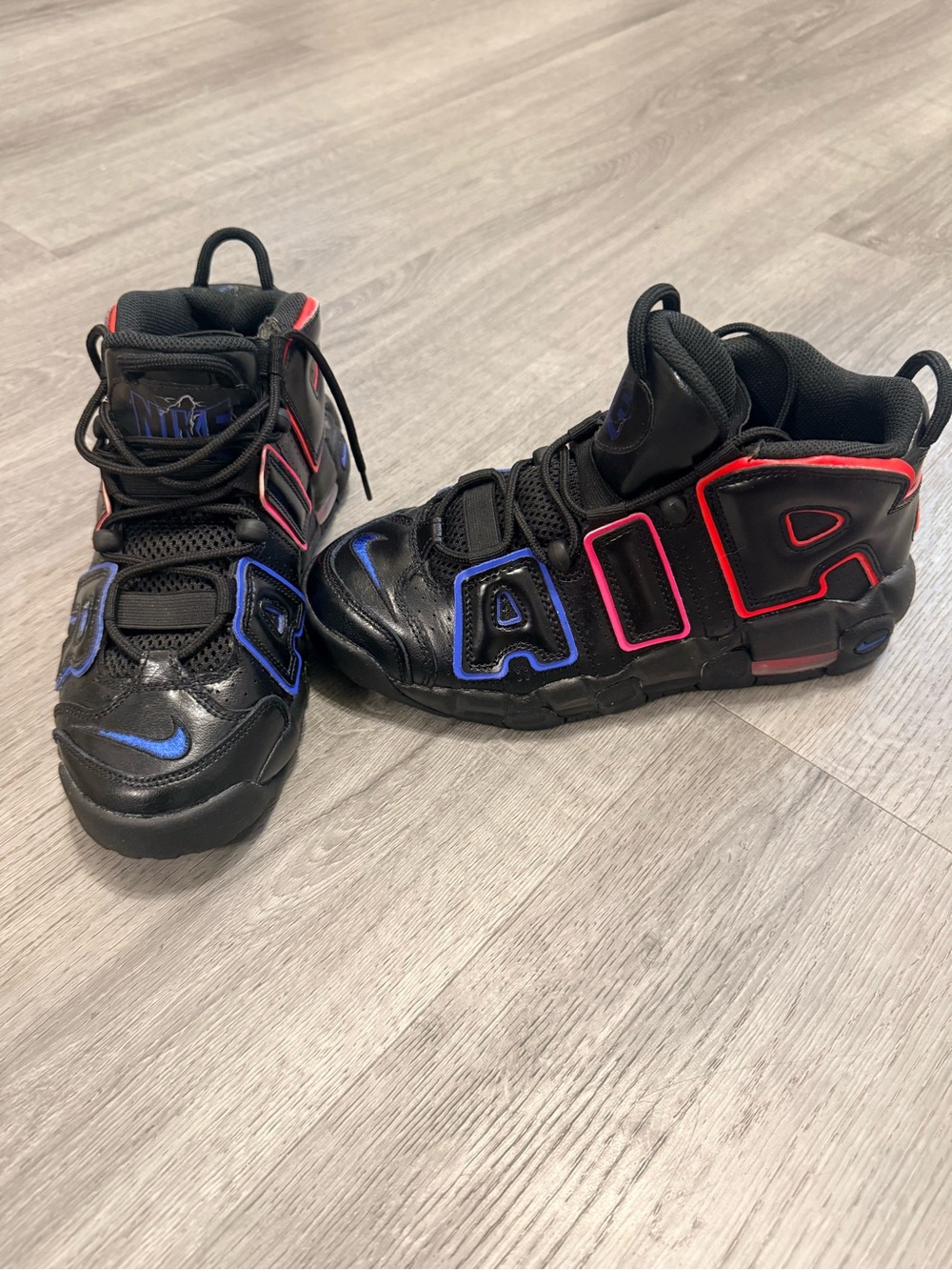 Nike Kids Black High-Top Sneakers with Blue & Red Trim